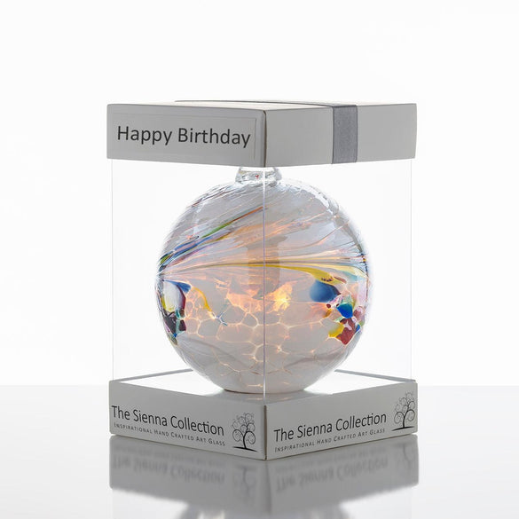10cm Friendship Ball - Happy Birthday - Aspire Art Glass