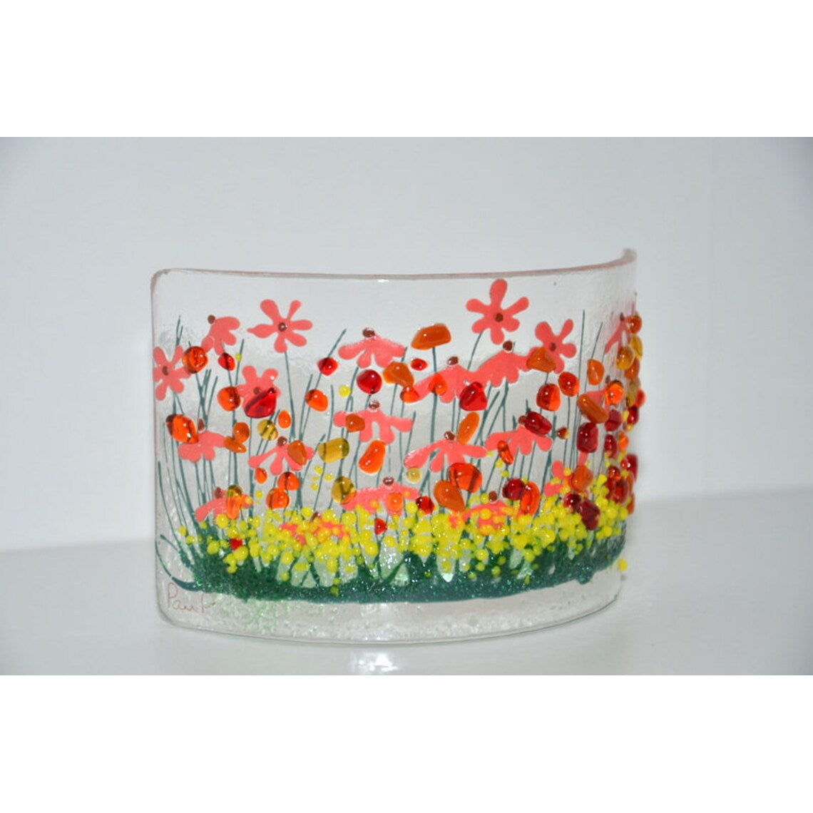 Handmade Fused Glass - Gerbera Curve by Pam Peters Designs