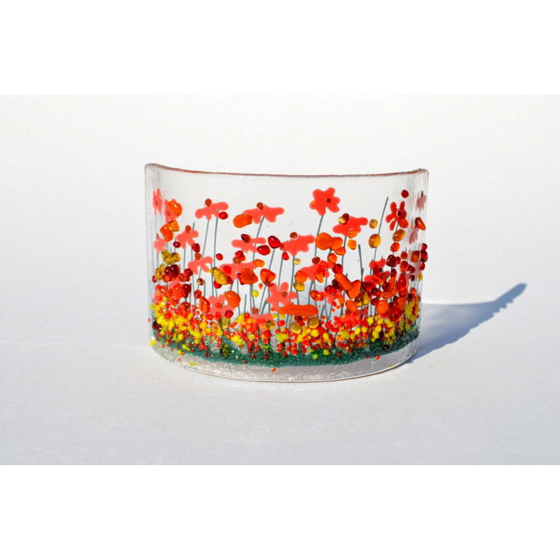 Handmade Fused Glass - Gerbera Curve by Pam Peters Designs